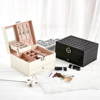 jewelry storage box ladies pu leather jewelry box large capacity necklace earrings ring jewelry packaging display box