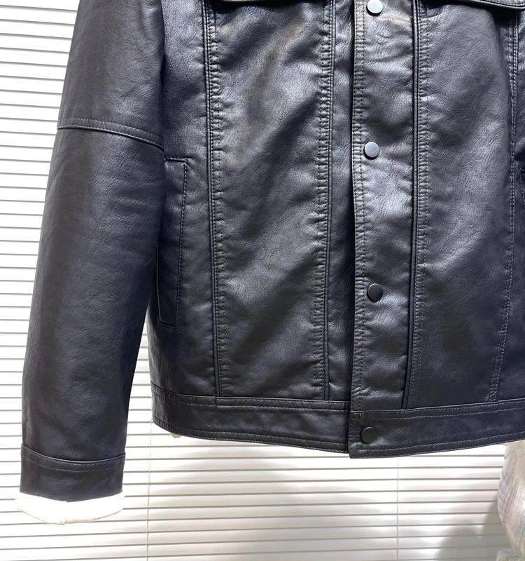 Мужское кожаное пальто в стиле ретро весна-осень 2023 новая корейская кожаная