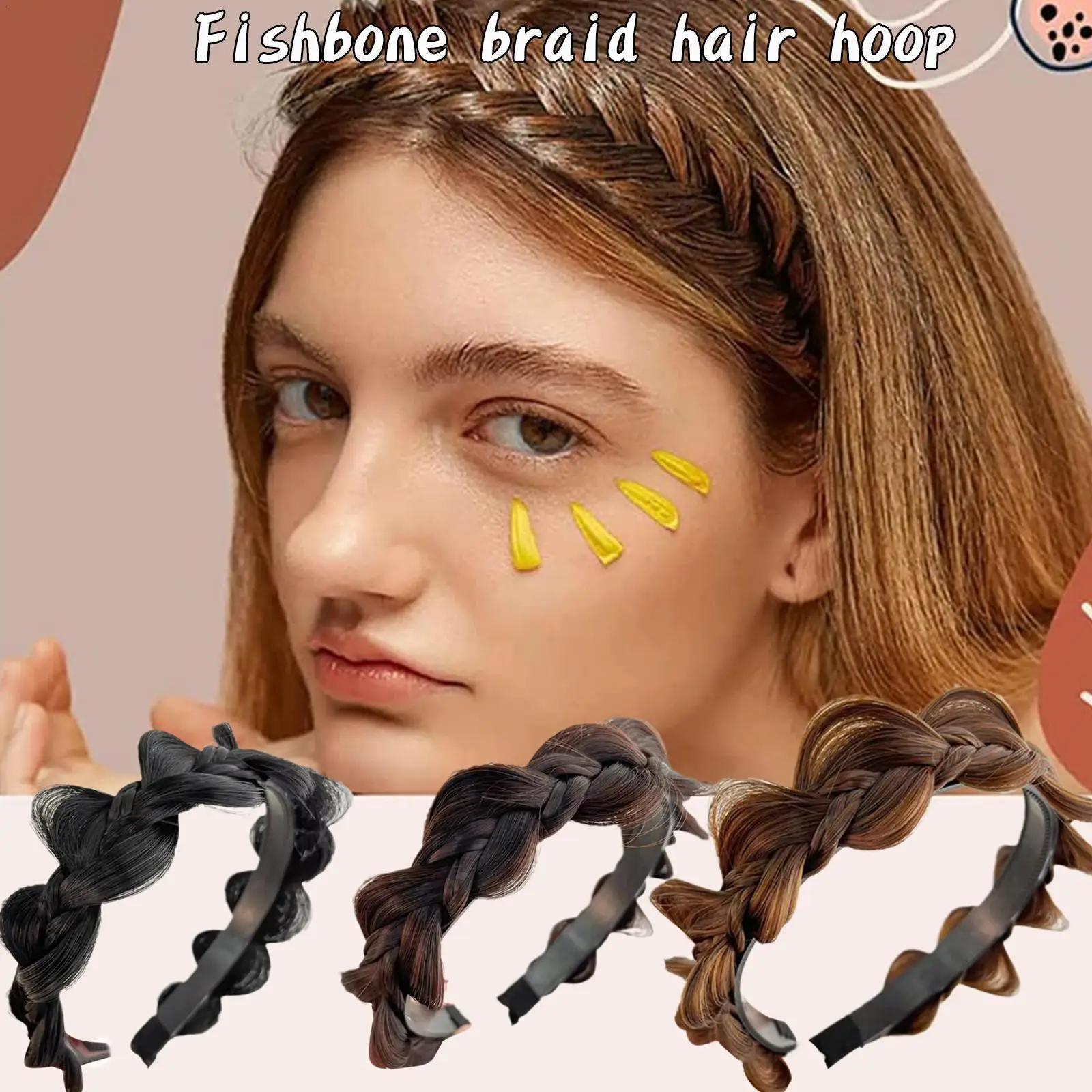 Women Braided Headband With Tooth Fluffy Fishbone Wig Headband Bohemia Non-slip Twist Hair Hoop Bridal Fishtail Braids Hair Band