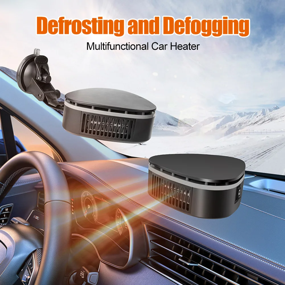 

New Mini Car Heater 12V Heating Fan With Suction Cup Heating Cooling Fan 360° Adjustable Windshield Defrosting Defogging Fan