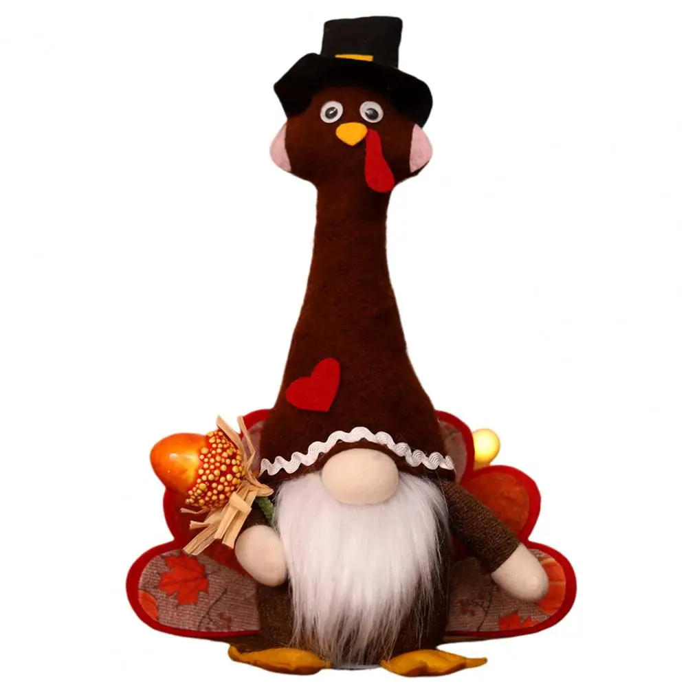 

Festive Turkey Doll Decoration Festive Harvest Decor Glowing Turkey Doll Couple Doll Set Realistic Thanksgiving for Party