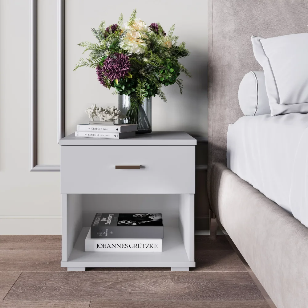 

Novara Single Drawer Nightstand, White