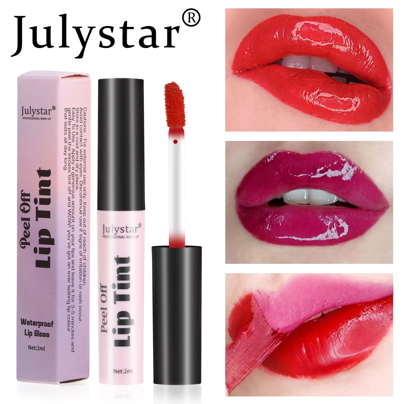 Фото Julystar Peel Off жидкая губная помада 6-цветная водостойкая стойкая матовая розовая губная помада увлажняющий крем отрывная пятна для губ косметический макияж №1