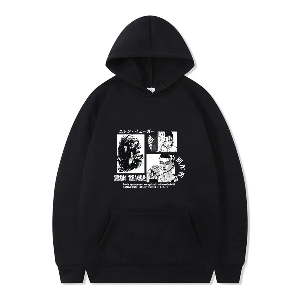 

Anime Attack on Titan Eren Jaeger New Popular Comic Print Winter Long-sleeved Thick Loose Casual Couple Hoodie Oversized Hip Hop