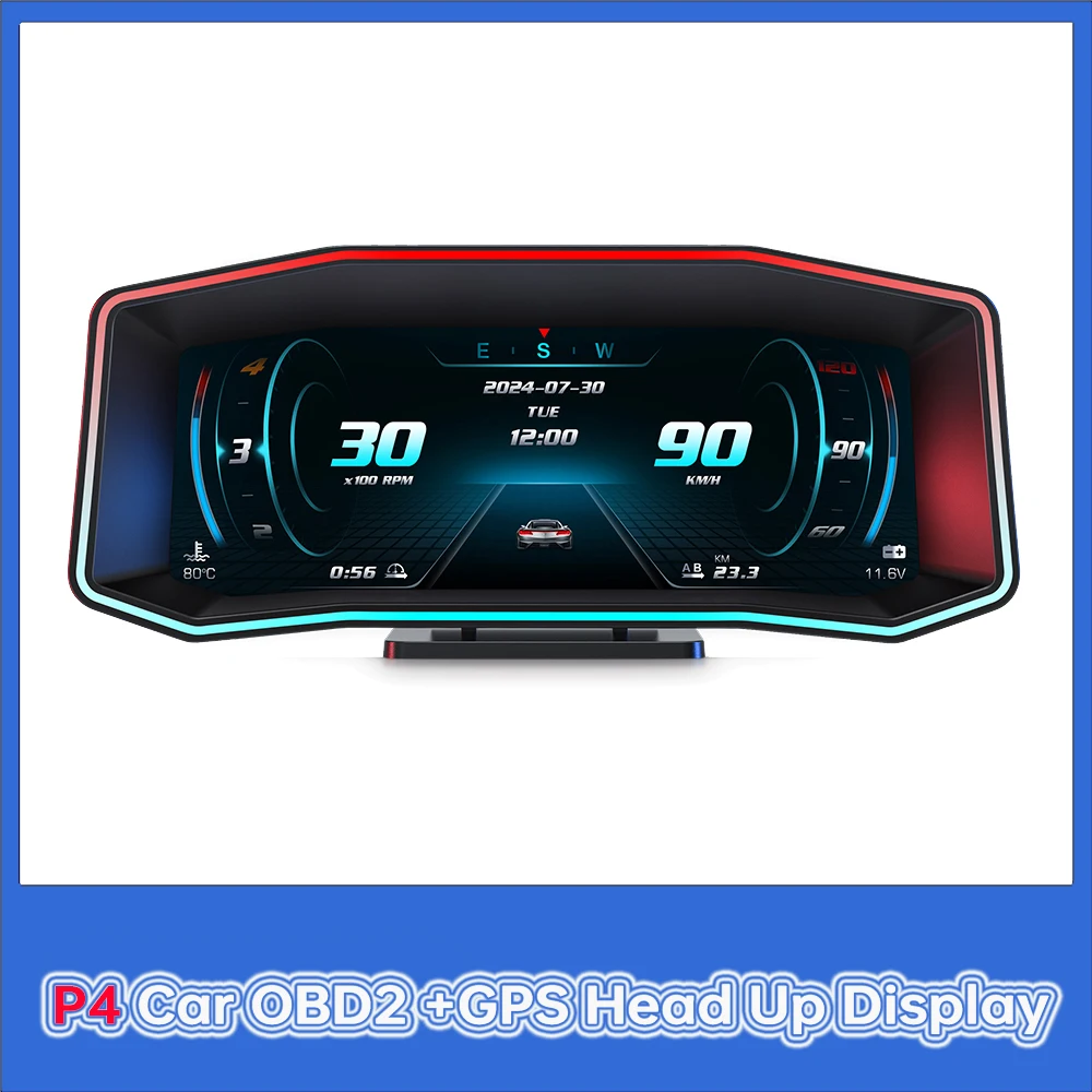 

2024, новый проекционный дисплей, цифровой спидометр OBD2 + GPS, бортовой компьютер с давлением турбины с расходом топлива