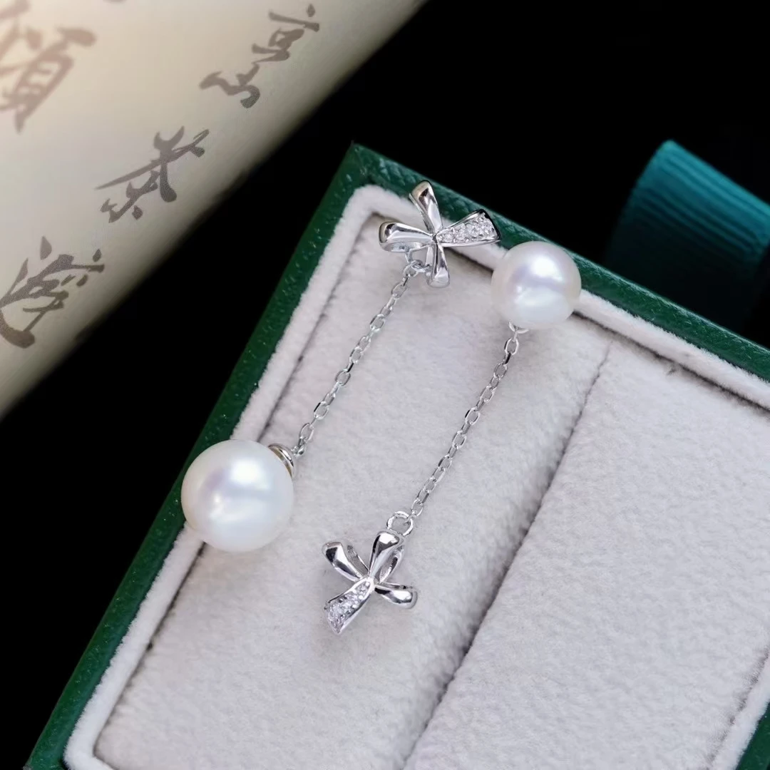 Серьги из стерлингового серебра 925 пробы с бантом базовые крепления для