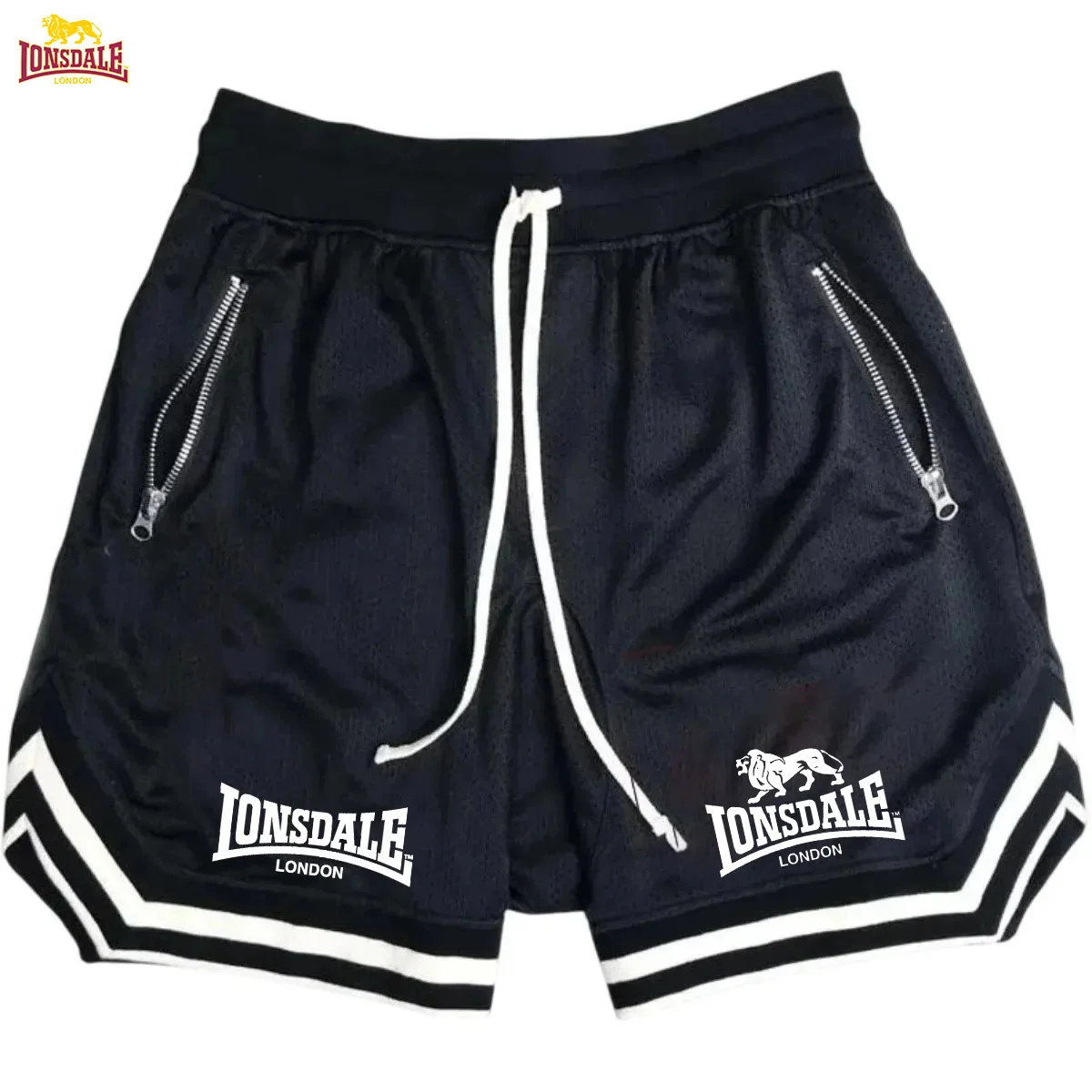 Фото LONSDALE 2026 Новые мужские летние спортивные баскетбольные шорты, повседневные, свободные, дышащие, из сетки, в стиле хип-хоп №1