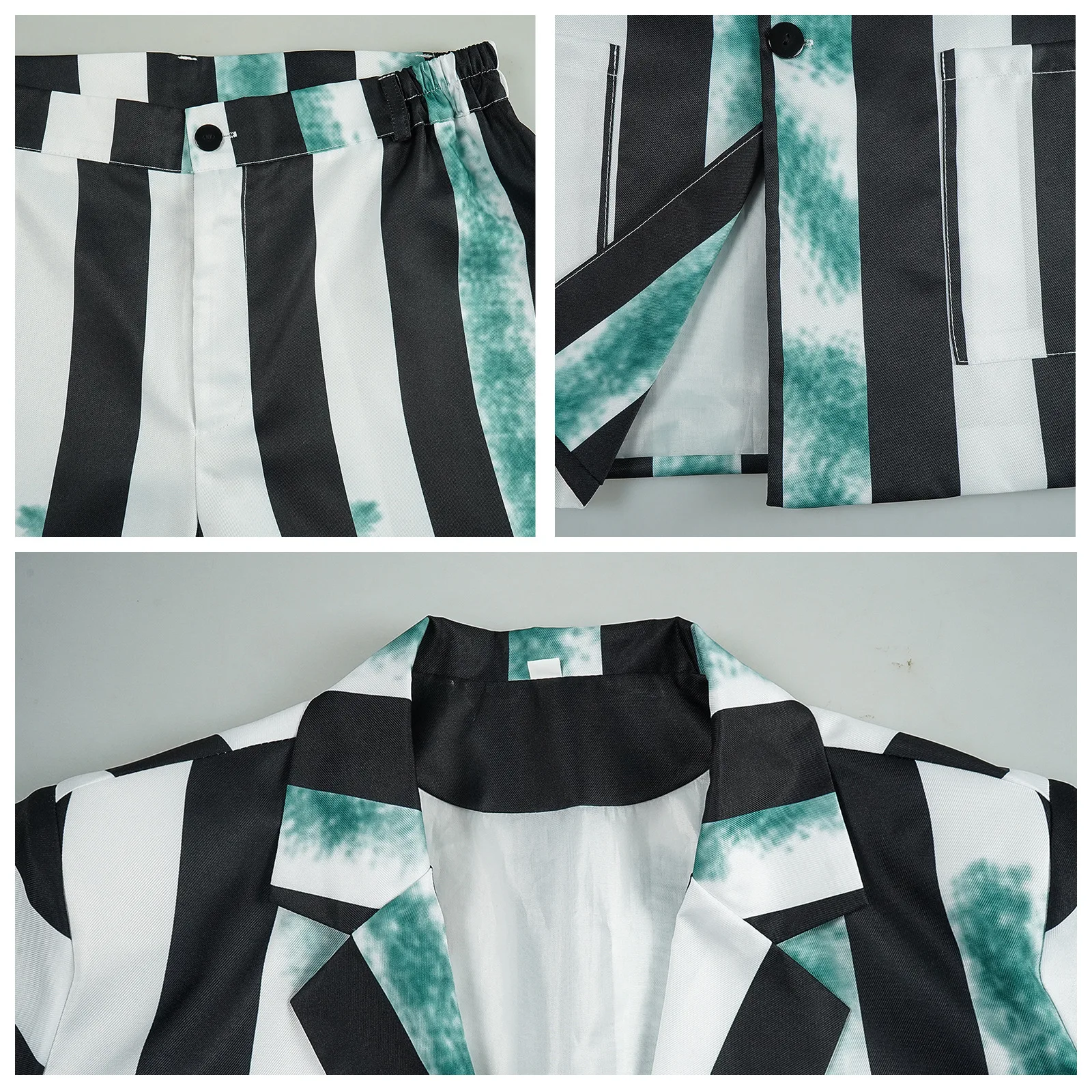 Черно-белый полосатый костюм на Хэллоуин для мужчин страшные костюмы персонаж