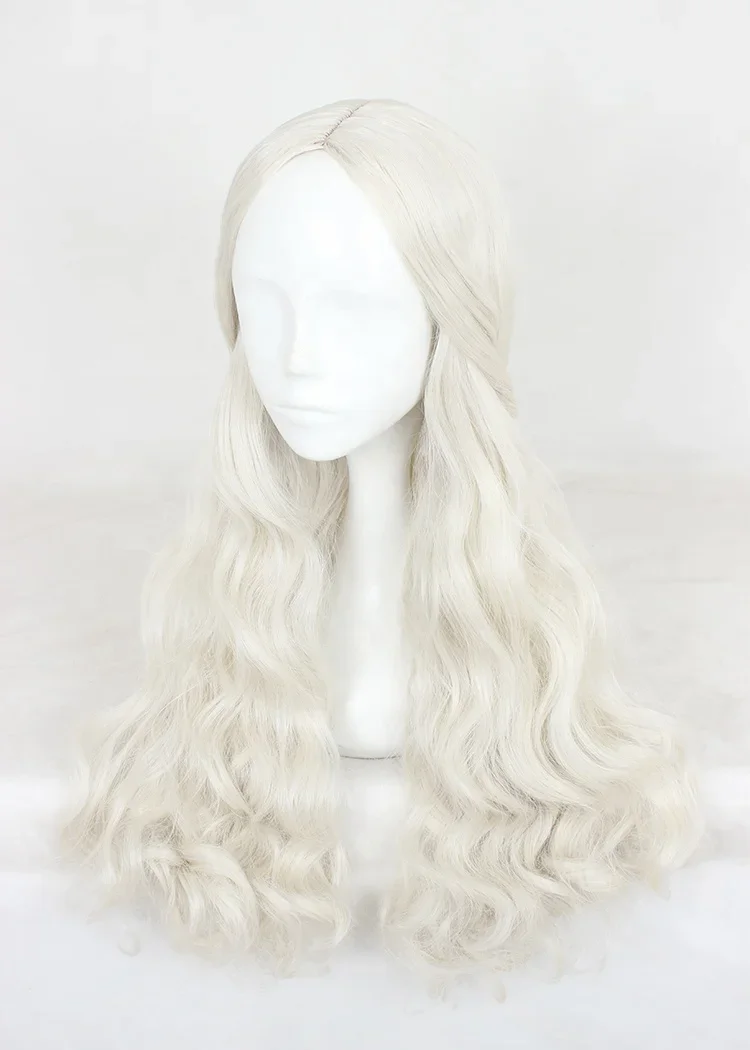 60 см длинный волнистый молочно-белый парик Алиса в стране чудес 2 белая королева