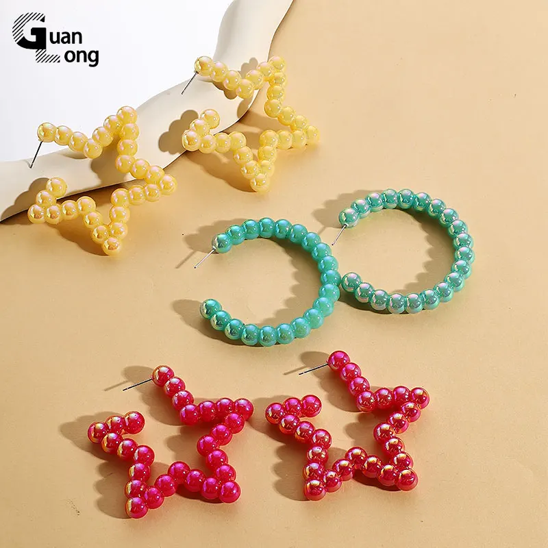 Женские акриловые серьги-кольца GuanLong