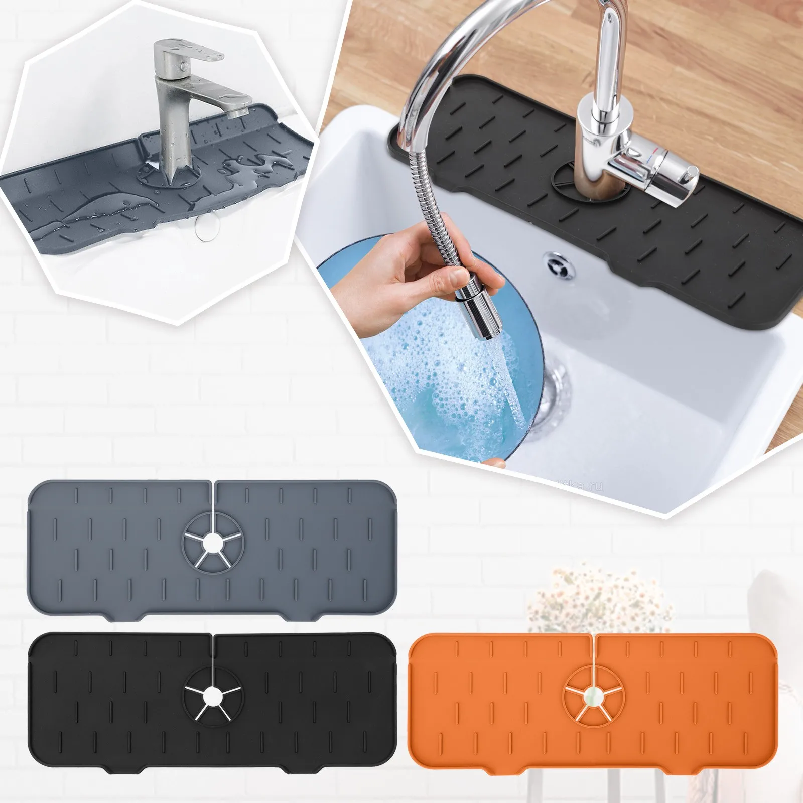 

Silicone Faucet Mat For Kitchen Sink Splash Guard Bathroom Faucet Retractable Kitchen Pan Cover Telescopic Sink Storage Rack