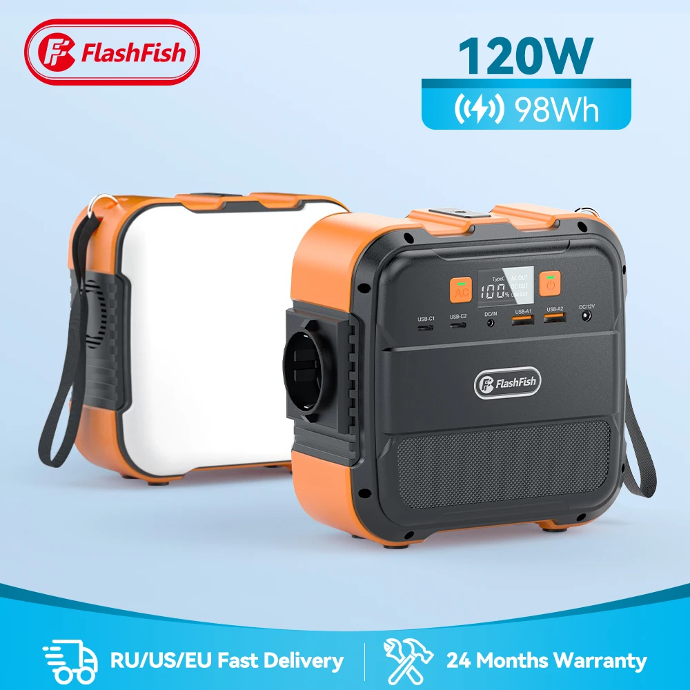 Power Station Portable Solar Generator AC 220V 120W Output 98Wh Emergency Lighting Backup Powerbank For Home Camping Power Suppl