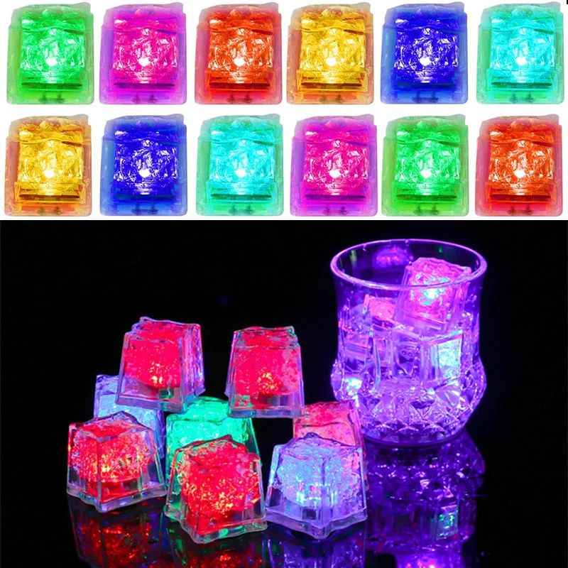12 шт. разноцветные светодиодсветодиодный кубики льда с датчиком жидкости | Дом и