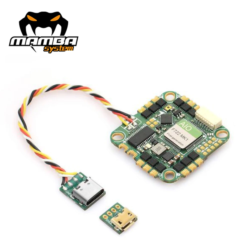 

Контроллер полета DIATONE MAMBA F722 F7 AIO MK1 BLHeli_S GH30 35A 6S 8bit Stack W/ OSD STM32F411 25,5*25,5 мм/м2 для дрона RC FPV
