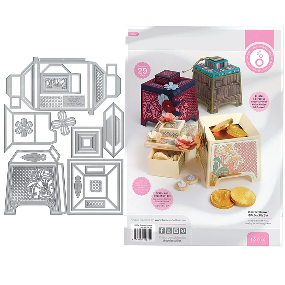z wystającą szufladą Pudełko na prezent Zestaw metalowych matryc do wycinania Szablon Scrapbooking Album fotograficzny Pamiętnik Kartki