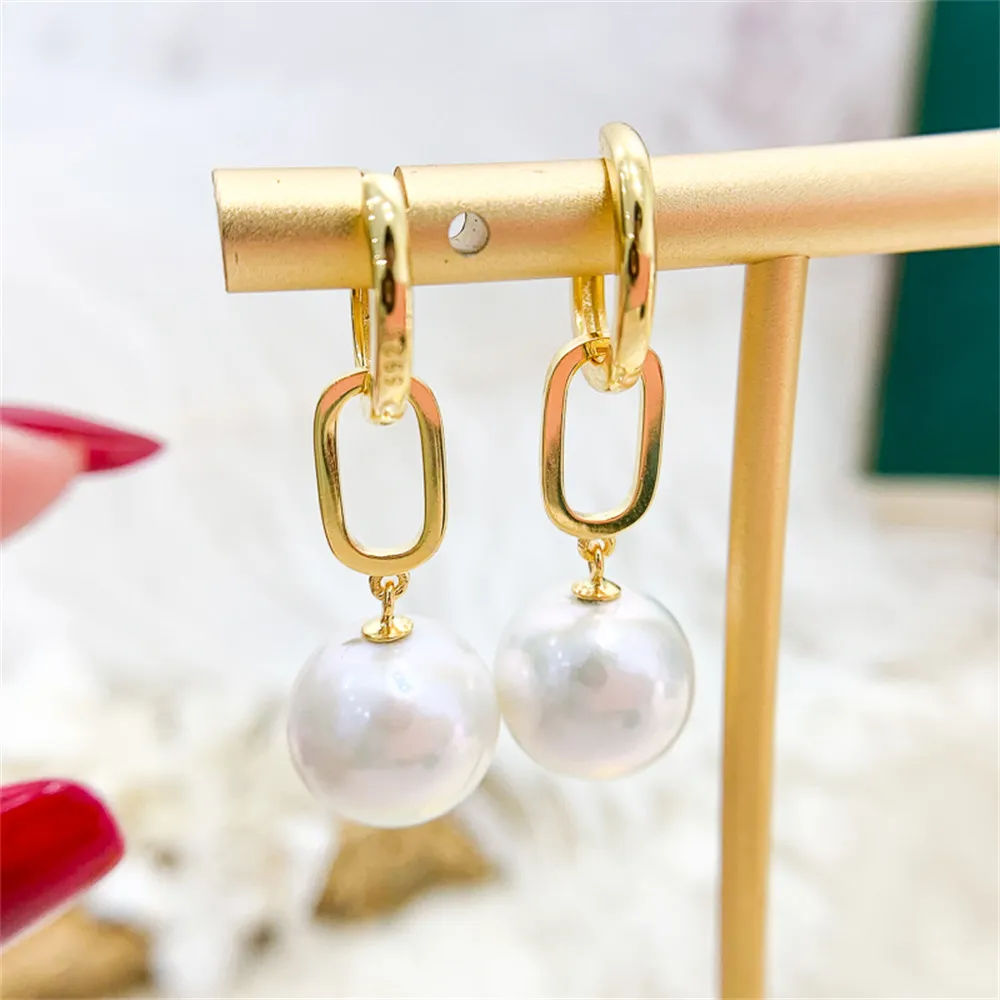 

DIY Pearl Ear Stud Accessories S925 Sterling Silver Jewelry Gold Ear Buckle Female Empty Fit 8-12mm Beads