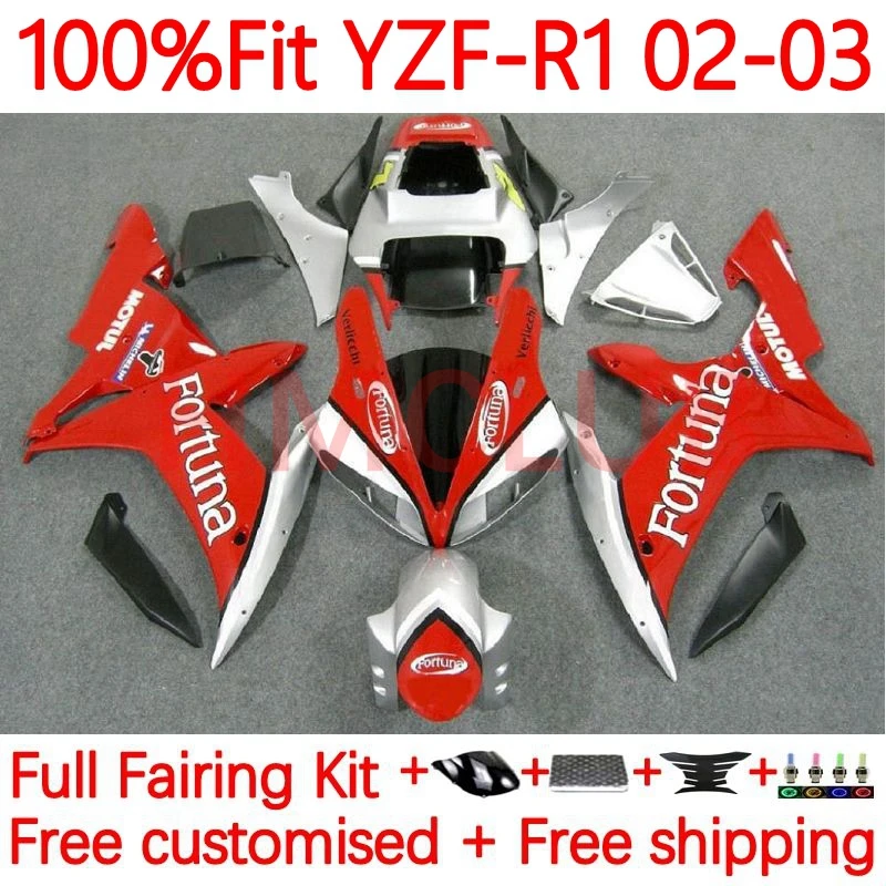 

Injection Bodys For YAMAHA YZF-R1 YZF-1000 YZF R1 1000 R 1 1000CC YZFR1 2002 2003 YZF1000 02 03 OEM Fairing 2No.50 Red silver