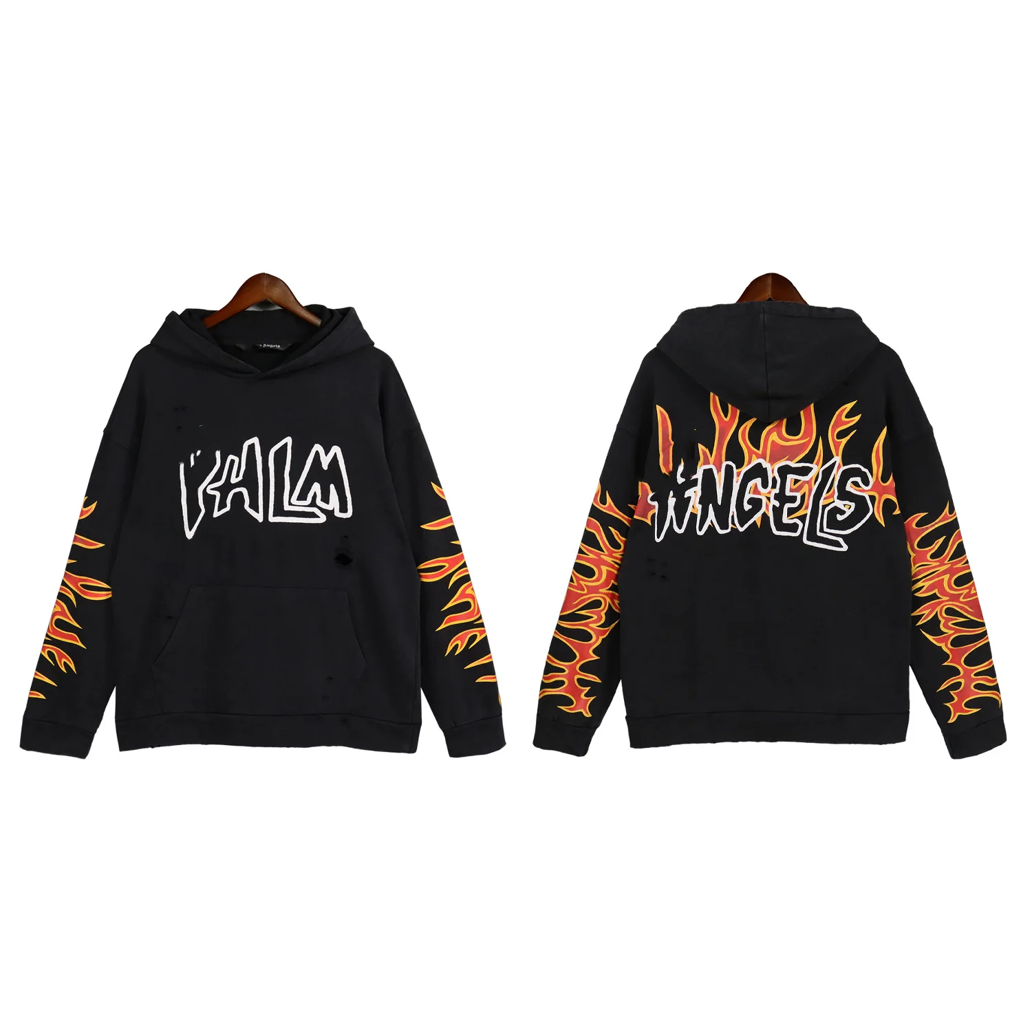 

Angel autumn winter new high street casual flame letter print hoodie