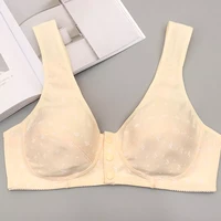 new cotton vest type middle aged and elderly bra solid color large size without steel ring front button underwear