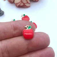 5pcs 1214mm enamel red apple charms for jewelry making earring pendants bracelets necklace charms diy findings