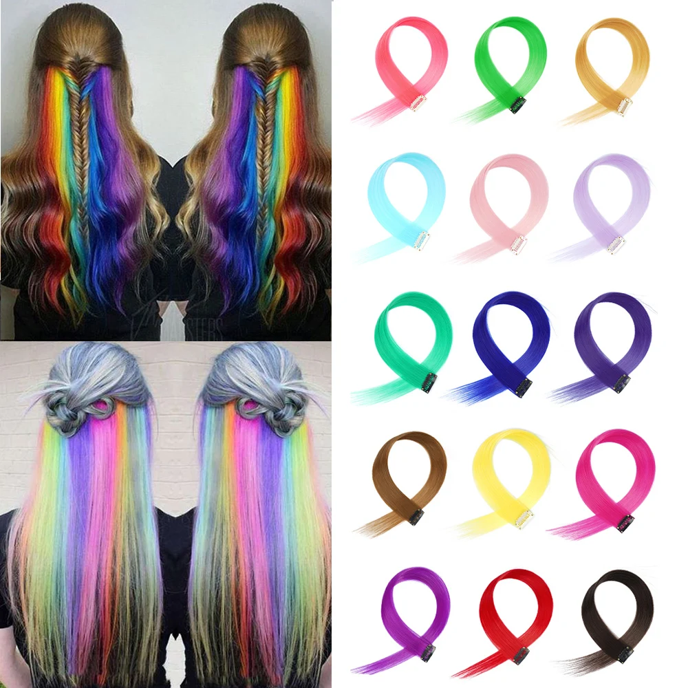 Ed Long Straight Ombre Synthetic Hair Extensions Pure Clip In One Piece Strips 20