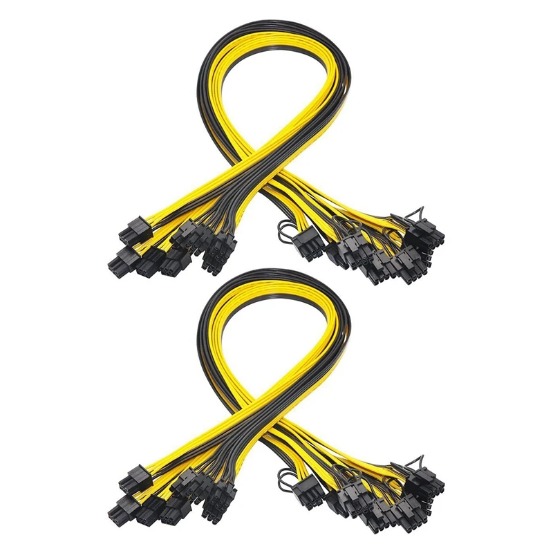 

12 шт., 6 Pin PCI-E на 8 Pin (6 + 2) PCI-E (штекер-штекер) силовой кабель для графических карт, картридж для майнинга HP