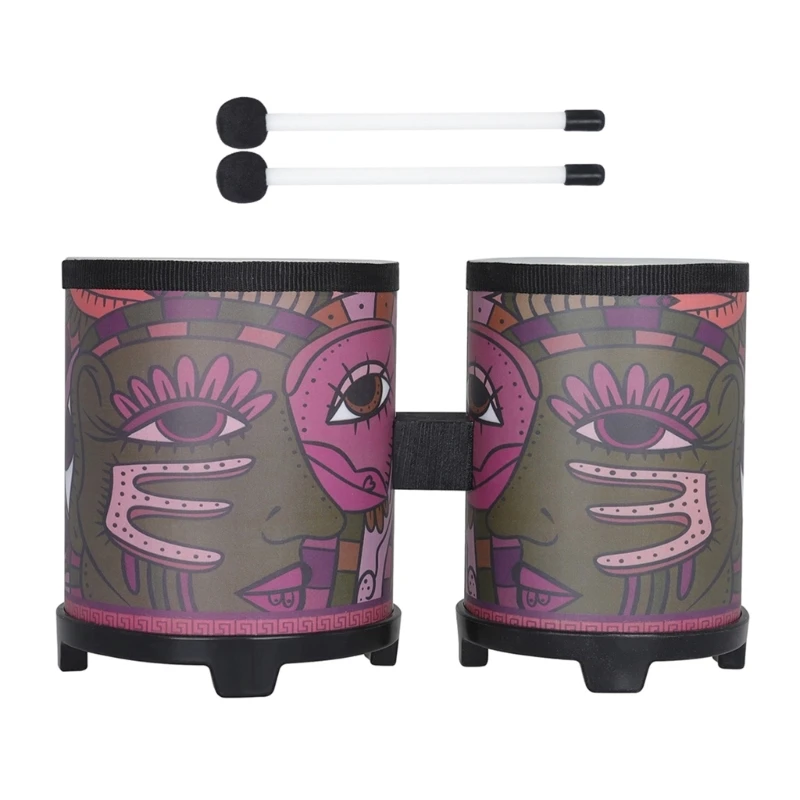 

Indian Decal Bongos Drum Wood Hand Drum Decorative Drum for Beginner Children