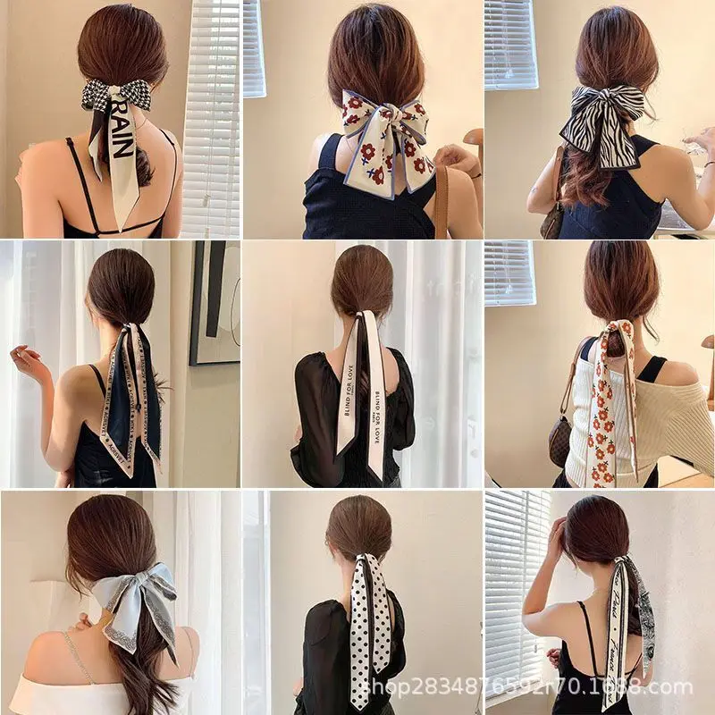 

French Elegant Scarf Retro Senior Tie Head Rope Hair Rope INS Hair Band Women Tied Hair Ribbon Niche Scarf Tide