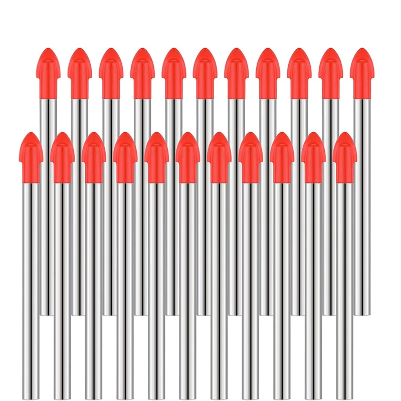 

20Pieces 6Mm Cemented Carbide Masonry Drill Bits For Glass Multi-Material Concrete Drill Bit Cement Drill Bit Tile Bits