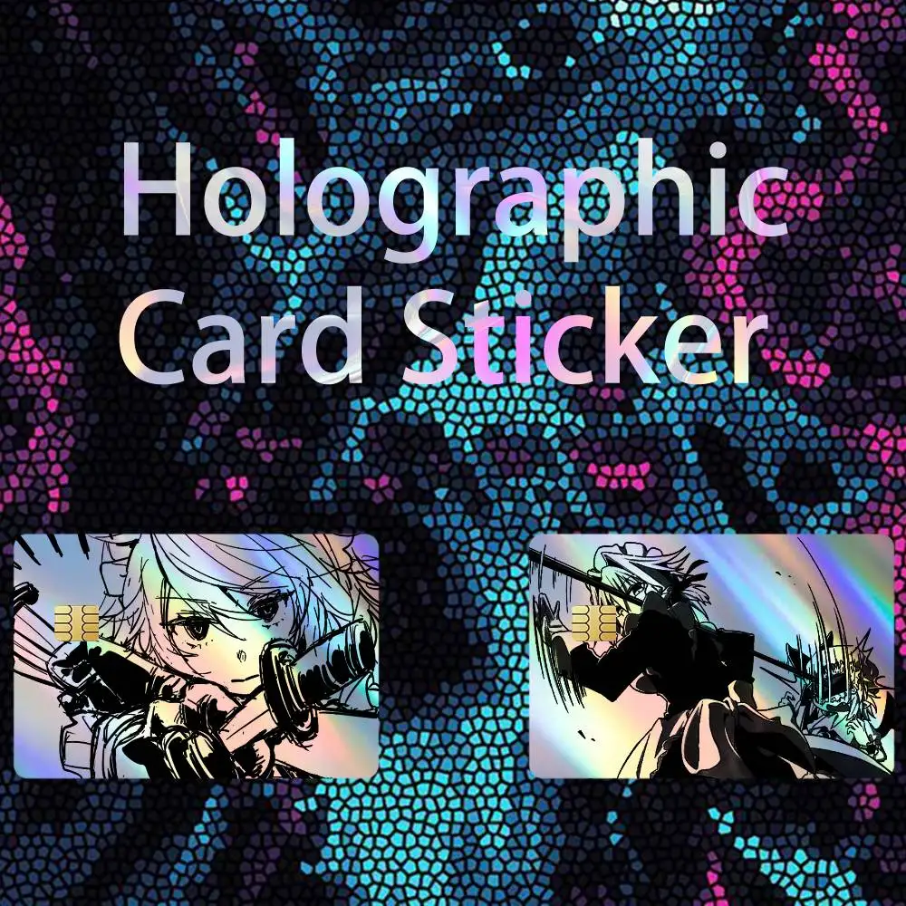 Фото Голографическая наклейка-пленка Izayoi Sakuya TOUHOU Project для кредитных и дебетовых карт, не выцветающая №1
