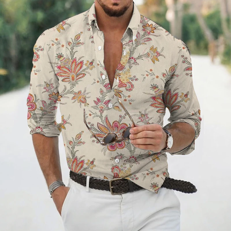 Fashion Flower Shirts for Men Shirts 3d shirts Casual Shirt Plant Flower Print Long Sleeve Tops Mens Clothing 2022 New Cardigan