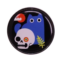 cute cat and skull television brooches badge for bag lapel pin buckle jewelry gift for friends