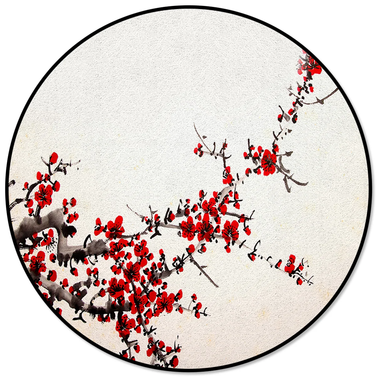 

Plum Blossom Winter Plum Cherry China Rugs And Carpets For Home Living Room Round Rug For Children Rooms Non-slip