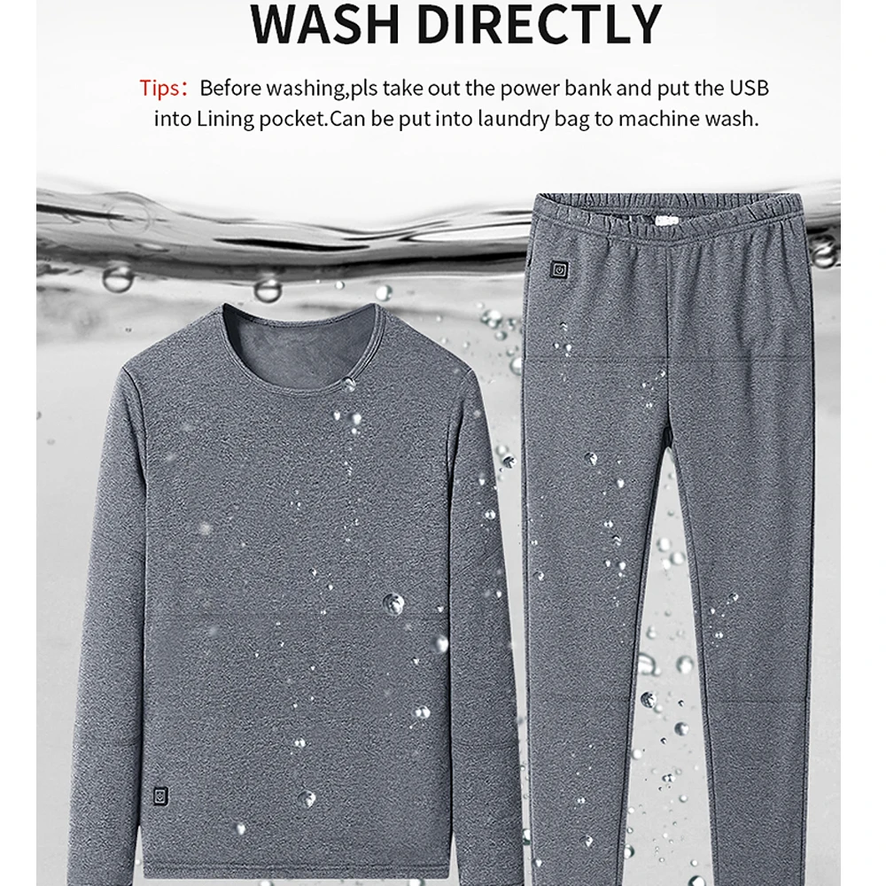 22 Areas Thermal Underwear Sets Winter Self Heated Suit USB Electric Heating Jacket Clothing Fleece Thermal Men Women Long Johns