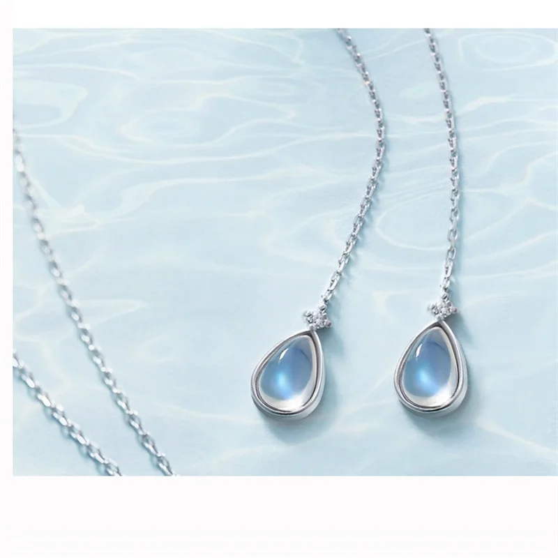 Синяя подвеска в виде капли воды модные ювелирные изделия из стерлингового