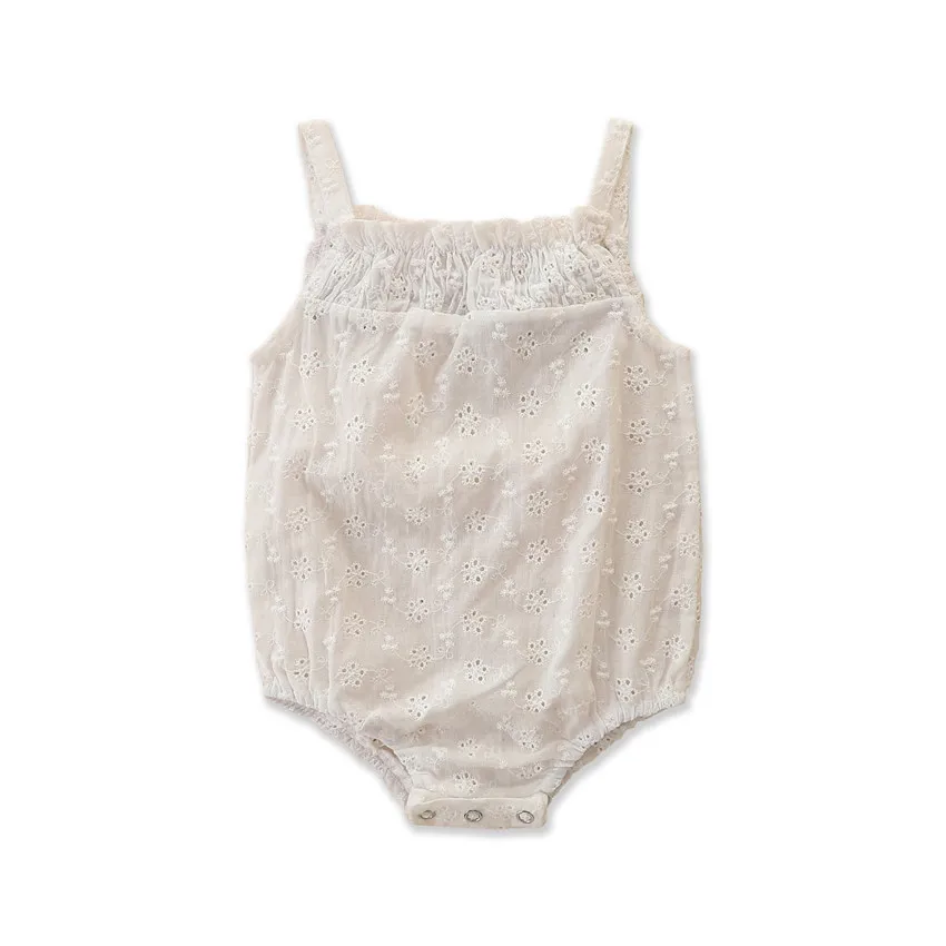 

New Summer Newborn Infant Baby Girl Lace Romper Cotton Solid Infant Clothes Flower Hollow Out Chlidren Sling Clothes Girl Cloth
