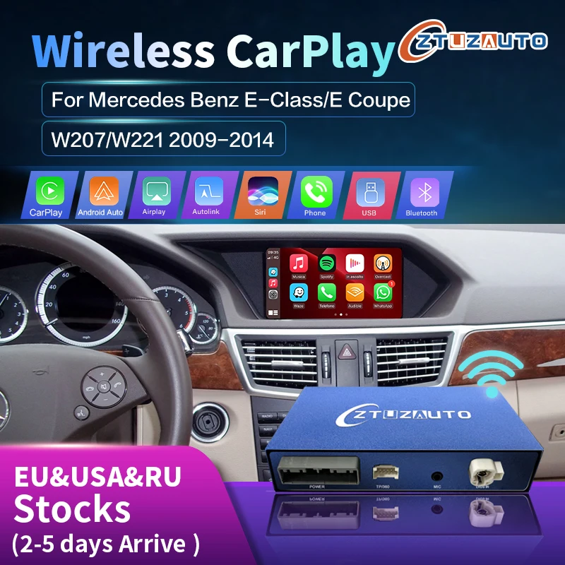 

Беспроводной CarPlay для Mercedes Benz E-Class W207/W221 2009-2014, с Android Auto Mirror Link AirPlay, функции воспроизведения автомобиля