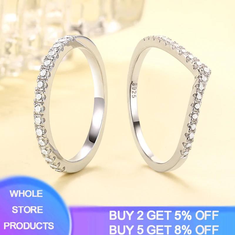 

Fine V and Round Stacking Ring With Small Zirconia s Wedding Bands Women Fashion Tibetan Silver Jewelry JZ00229