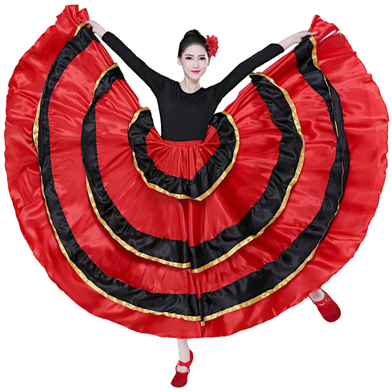

Костюм испанский для танца, классический Цыганский танцевальный костюм, платье фламенко для женщин, юбка-качели, сражение с бульдогом, выступление на животе 360/540/720
