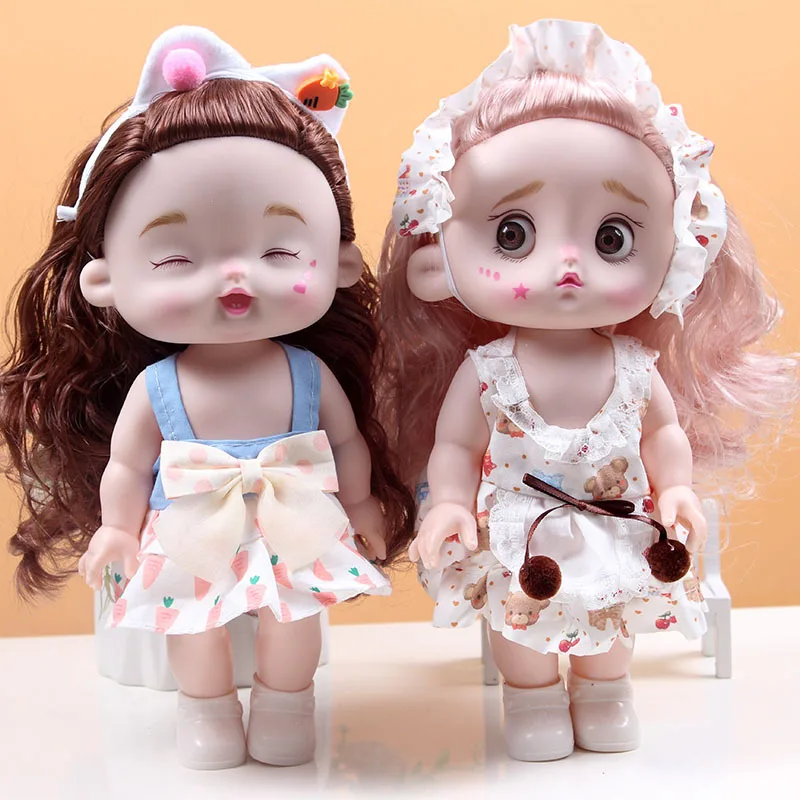 Фото 30 см милая кукла с круглым лицом и большим глазом 1/6 BJD Лолита, мультяшная кукла принцессы для девочек, игровой домик, сделай сам, нарядные игрушки, рождественские подарки №2