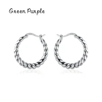 newly arrived s925 sterling silver minimalist round wave twist small stud earrings for fashion women korean daily life jewelry