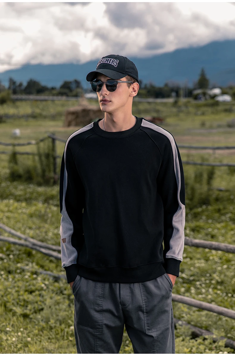 

Мужской свитшот с круглым вырезом, повседневный Свитшот контрастных цветов, Осень-зима 6071