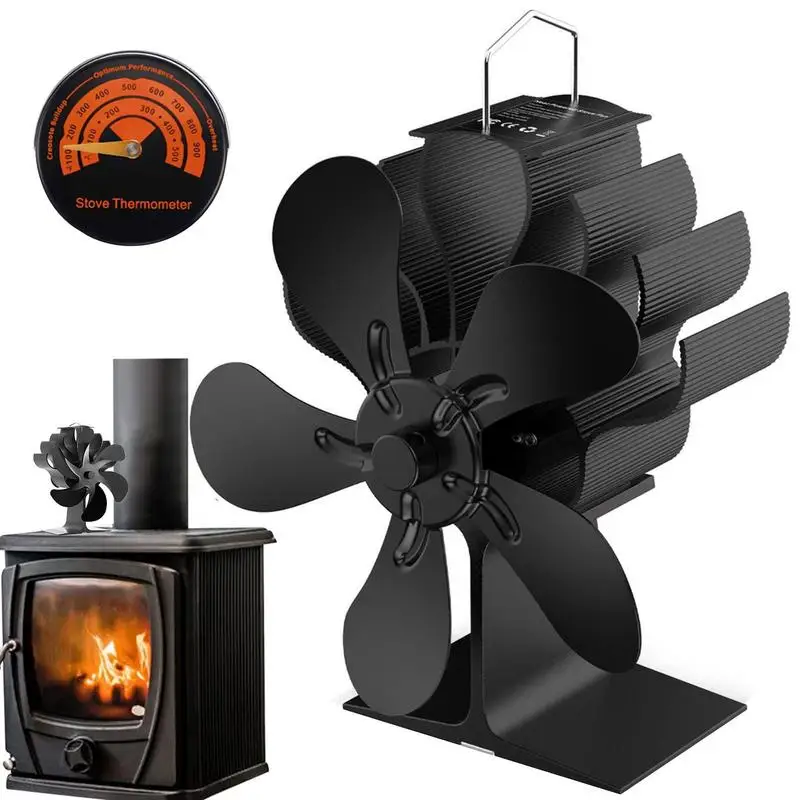 

Wood Burner Fans 6 -Blade Heat Powered Stove Fan Wood Stove Fan Heat Powered Fireplace Fan For Gases/Pellet/ Efficient Heat