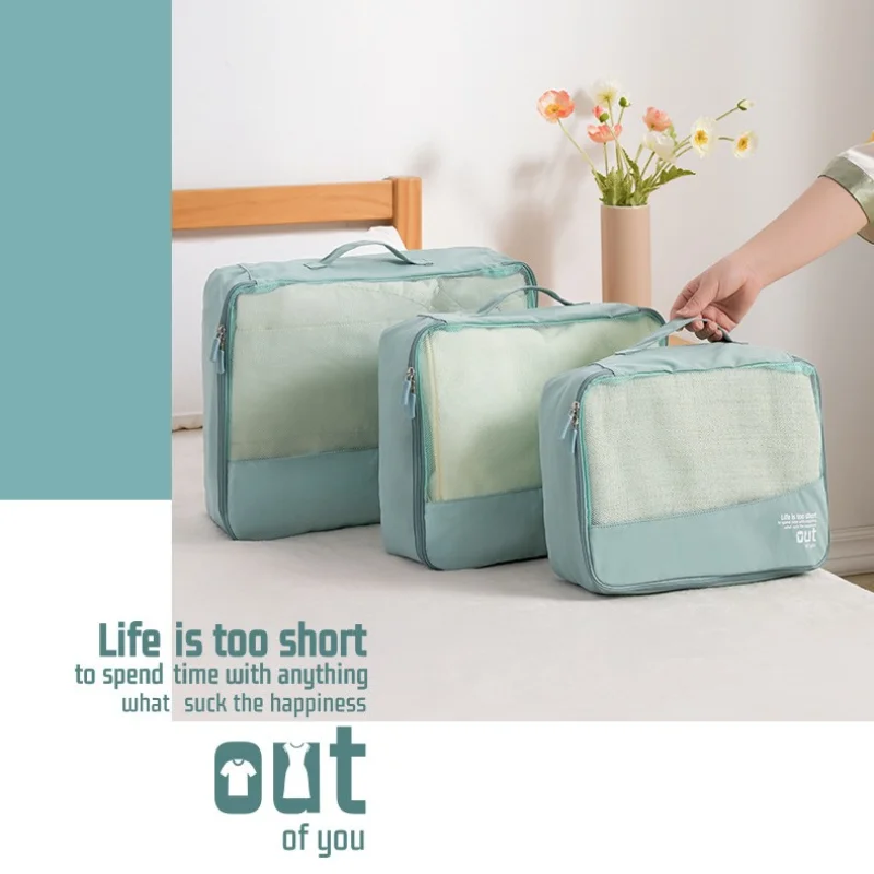 Luggage Packing Cubes Travel Bag Set Large Folding Clothing Cosmetic Sorting Organizer Storage Women Men Duffle Pouch Accessory