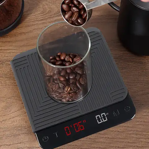 Электронные кухонные весы с таймером, цифровые водонепроницаемые смарт-весы для кофе, с подставкой, для дома