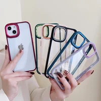 3 in 1 pc tpu transparent phone case for iphone 11 12 13 pro max xs x xr max 7 8 plus 6 6s se 2020 plated shockproof back cover