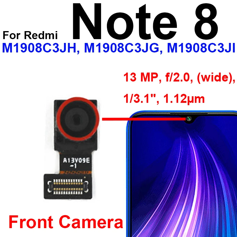 Фото Модель передней и задней камеры для Xiaomi Redmi Note 8 Note 8 Pro, основная задняя передняя камера, гибкий кабель, запасные части №3