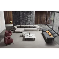 Steel-land Nordic european design living room contemporary couch luxury modern 3 seater sectional grey fabric sofa