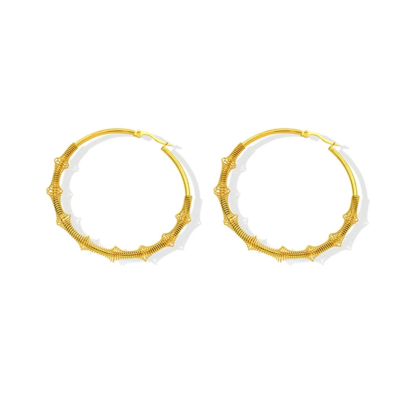 

Rose Gold Color Big Hoop Earrings for Women Titanium Luxury Earrings Round Circle Trendy Jewelry Accessories Brincos Feminino