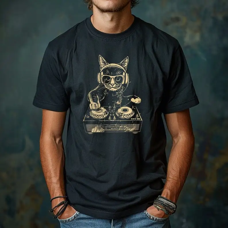 Футболка Dj Cat высокое качество тяжелая хлопковая футболка унисекс